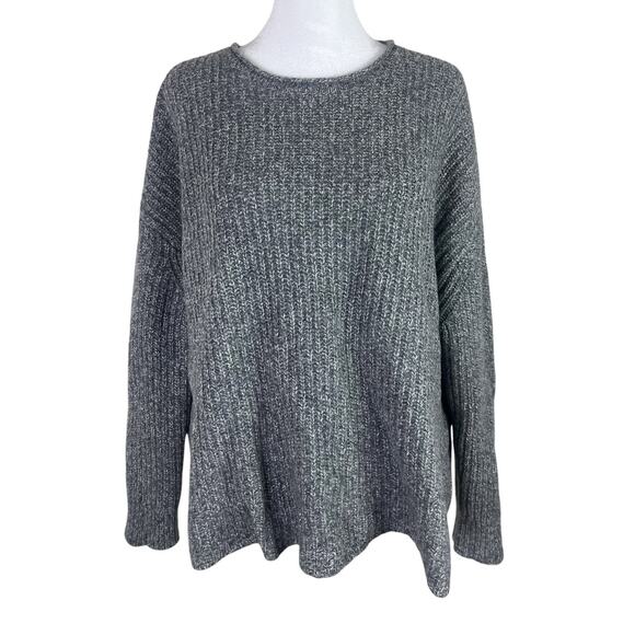Jenni Kayne Ranch Fisherman Sweater 100% Cashmere Grey Roll Neck Size Large - Picture 4 of 9